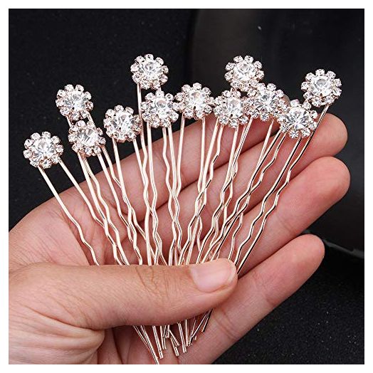 Ammei Headpiece Crystal Bridal Hair Pins Clips Wedding Hair Accessories Hair Set Jewelry With Rhinestone
