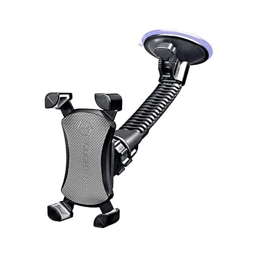 ToughTested Mammoth Windshield Mobile Mount, Features Double-Ribbed Gooseneck Arm, Expandable Claw Grip Holder with 360 Degree Rotation, Extra Large Suction Cup, Quick Release Button