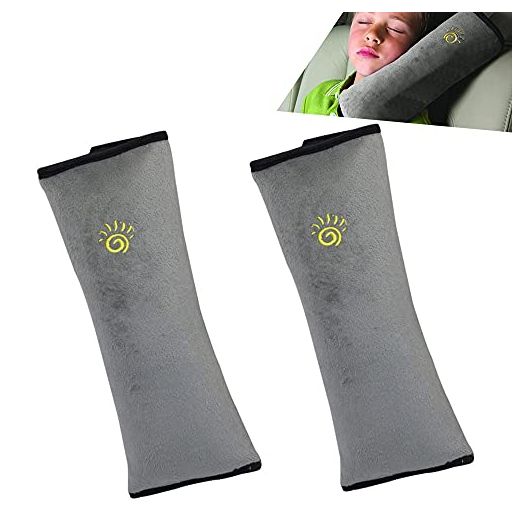 Gray Seat Belt Pillow for Kids 2PC, Seatbelt Pillow for Child Travel, Seat Belt Pillow for Toddler Head Protector, Shoulder Pad for Car Safety Seatbelt, Car Sleeping Seat Belt Pillow Support
