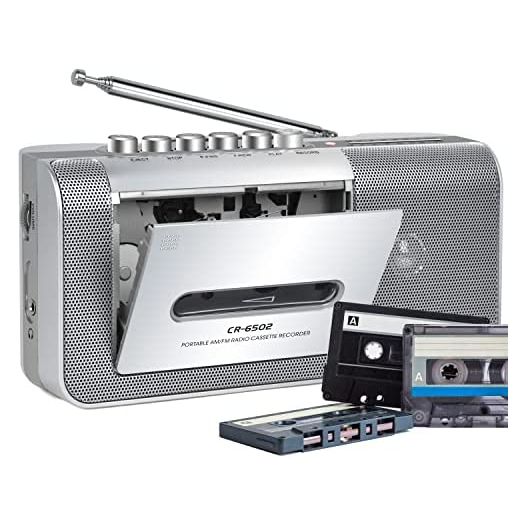 Portable Cassette Player and Recorder, Cassette Tape Player/Recorder with AM/FM,Loud Build-in Speaker,Microphone,3.5mm Earphone Jack,Powered by AC or AA Battery for Gift,Home