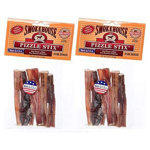 Smokehouse 2 Pack of Pizzle Stix, 6 4-Inch Stix each, Bully Chews for Dogs Made in the USA