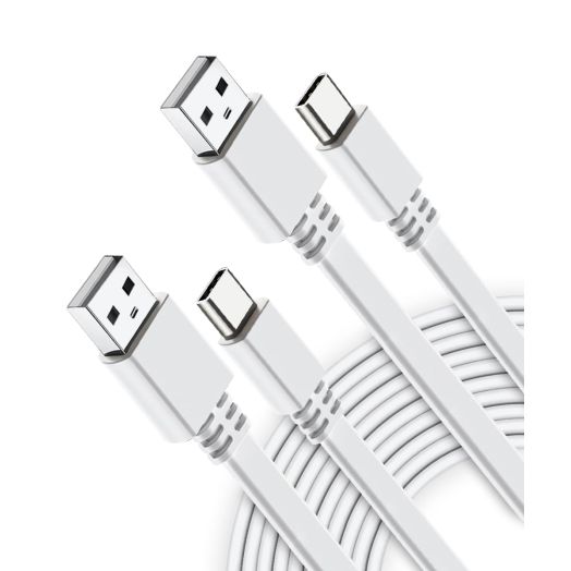 Itramax USB A to USB C Charger Cable 20FT (2 Pack),Long Flat Type-A 2.0 to USBC Charging Power Cord Compatible for PS5 / Playstation 5,Xbox Series,iPhone 15,Blink Outdoor 4 4th,Blink Mini 2