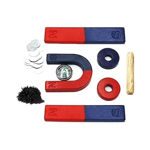 Physics Science Magnets Kit for Education Science Experiment Tools Icluding Bar/Ring/Horseshoe/Compass Magnets