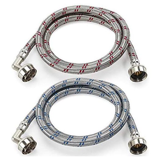Cenipar Washing Machine Hoses 6feet Stainless Steel with 90 Degree Elbow, Burst Proof (2 Pack)