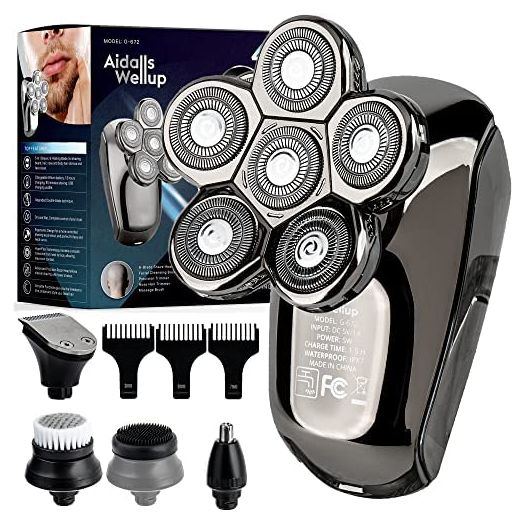 AidallsWellup Men’s 5-in-1 Electric Head Shaver for Bald Men - Head Shaver for Men - Anti-Pinch - Ergonomic Design - Cordless and Rechargeable.