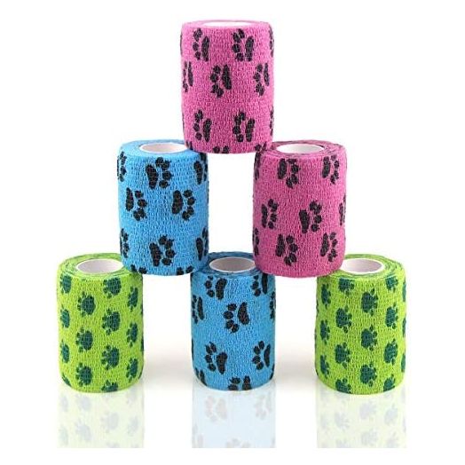 AUPCON Vet Wrap Cohesive Bandages Bulk Self Adhesive Bandage Wrap Self Adherent Wrap Non-Woven for Dogs Pet Animals & Ankle Sprains & Swelling 2 Inch x 5 Yards (3 Inch Print Claw)