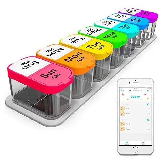Daviky Extra Large Pill Organizer 7 Day, Smart XL Pill Organizer 2 Times a Day, Weekly Pill Organizer Twice a Day, Pill Cases Organizers 7 Day AM PM, Large Pill Box Pill Holder