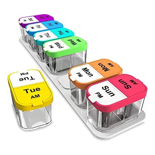 Odaro Extra Large Weekly Pill Organizer 2 Times A Day, Pill Box 7 Day Am Pm to Hold Daily Medicine Vitamin and Supplements for Elders, Arthrtic Patients and Kids
