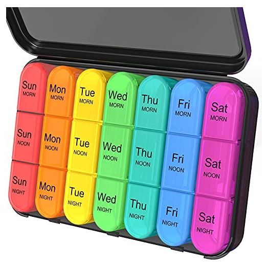 Daviky Pill Organizer 3 Times a Day, Weekly Pill Organizer 3 Times a Day, Pill Box 7 Day