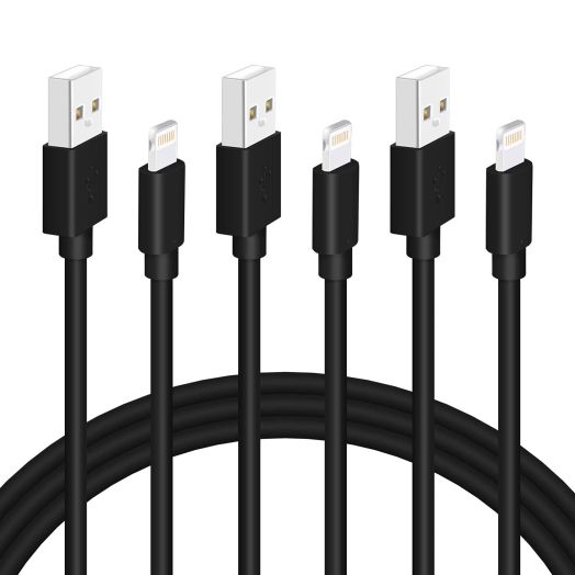 Black iPhone Charger Cord, 3-Pack 6FT MFi Certified Fast Charging Cable Data Sync Lightning to USB-A Cable Compatible with iPhone14/13/12/ Mini/Pro/Max/ 11/ XS/XR/SE/ 8/7/ 6/ Plus/iPad/AirPods
