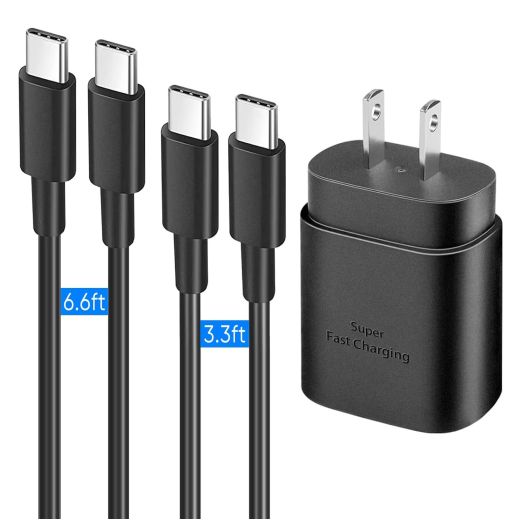 Super Fast Charger Type C, 25W USB C Wall Charger Fast Charging for Samsung Galaxy S24 Ultra/S24/S24+ /S23 Ultra/S23 /S22 Ultra/S22/S21 Ultra/S20 /Note 10 20 with 3.3ft & 6.6ft Type C Charger Cord