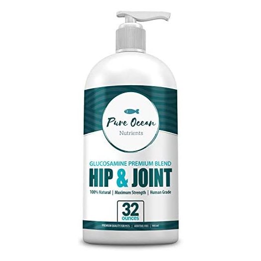 Hip & Joint Glucosamine Chondroitin Blend for Dogs, 32 Ounce; Natural Liquid Supplement, Reduces Joint Pain & Stiffness, Revitalizes Joints, Prevents Swelling, Inflammation & Improves Health