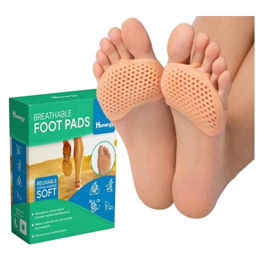 Metatarsal Foot Pads for Pain Relief - 2 Pairs Soft Gel Reusable Breathable Sleeve Pads, Foot Cushions, Forefoot Cushioning Shoe Supports for Women and Men