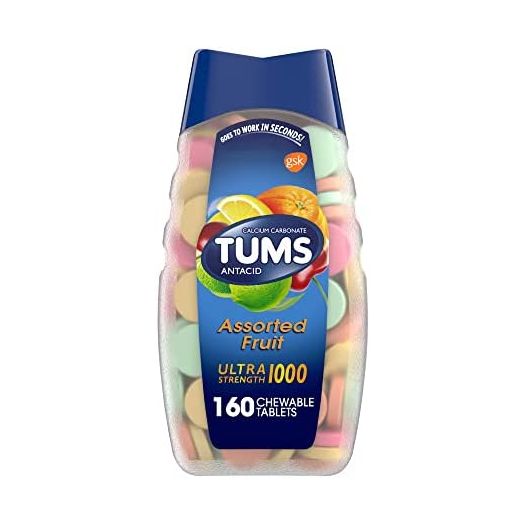 TUMS Ultra Strength Antacid Tablets for Chewable Heartburn Relief and Acid Indigestion Relief, Assorted Fruit - 160 Count