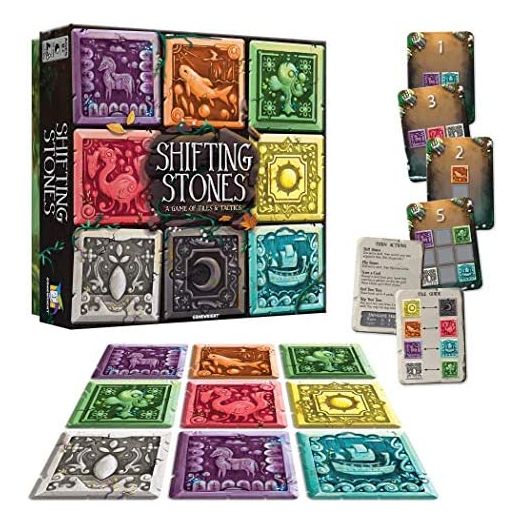 Gamewright, Shifting Stones, A Visual, Decision-Making Family Strategy Game of Tiles, Cards, and Tactics