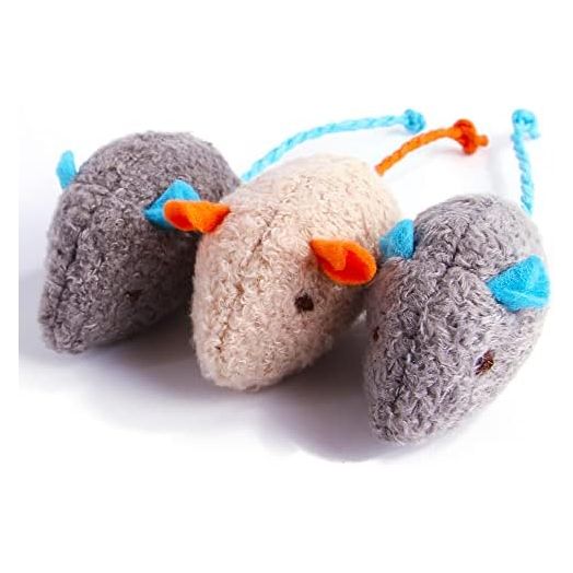 Q.Y.HOME Cat Toy Interactive Toy Plush Mouse Shaped Toy - (3 Pack),Small Breeds