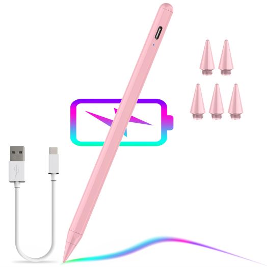 Stylus Pen for iPad Compatible with 2018-2024 Apple Pencil for iPad Pro 11/13-inch(M4) Pro 11"/12.9", iPad 6th/7th/8th/9th/10th, iPad Mini 6/5, Apple Pen for iPad Air 11/13-inch(M2), Air 3/4/5 (Pink)