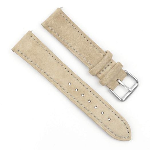 Onthelevel Suede Leather with Black Leather Back Watch Band Strap for Men or Women - 18mm 19mm 20mm 22mm 24mm | Multiple Colors (20mm, Khaki)