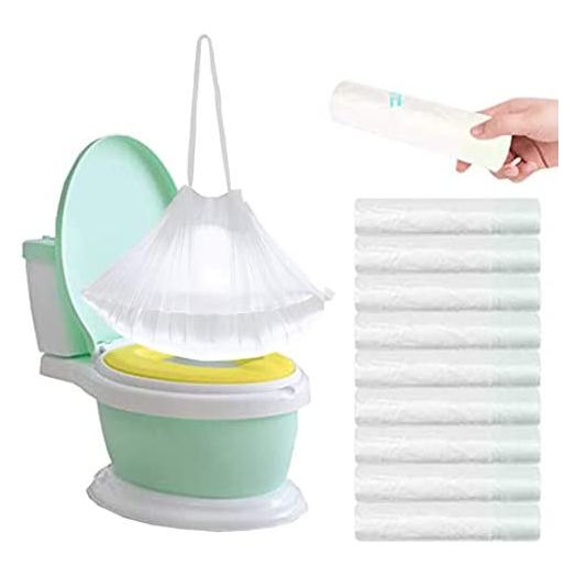 100 Pack Potty Chair Liners with Drawstring,Toilet Seat Potty Bags Cleaning Bag for Kids Toddlers,Baby Training Seat