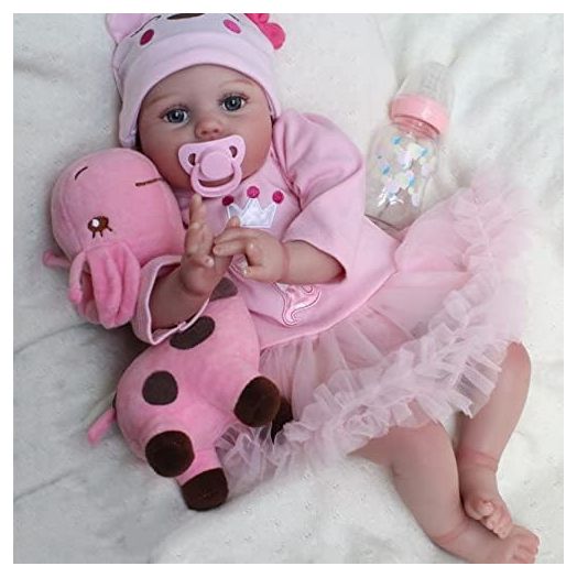 CHAREX Realistic Reborn Baby Dolls Real Looking Lifelike for Girls 22 Inch Handmade Weighted Newborn Silicone Doll with Giraffe Toy Gifts Kids Age 3+