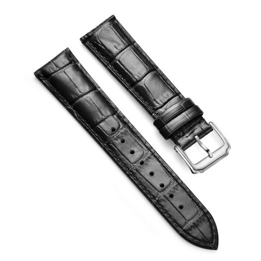 Skydon Classical Leather Watch Bands - Croco Grain Calfskin Watch Straps for Men Women - Choose of Color & Width - 18mm, 19mm, 20mm, 21mm, 22mm - Black or Brown