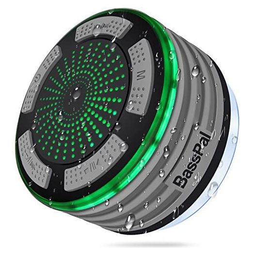 BassPal Shower Radios, IPX7 Waterproof Portable Wireless Bluetooth Speaker with LED Mood Lights, Super Bass HD Sound Shower, Pool, Beach, Kitchen&Outdoor
