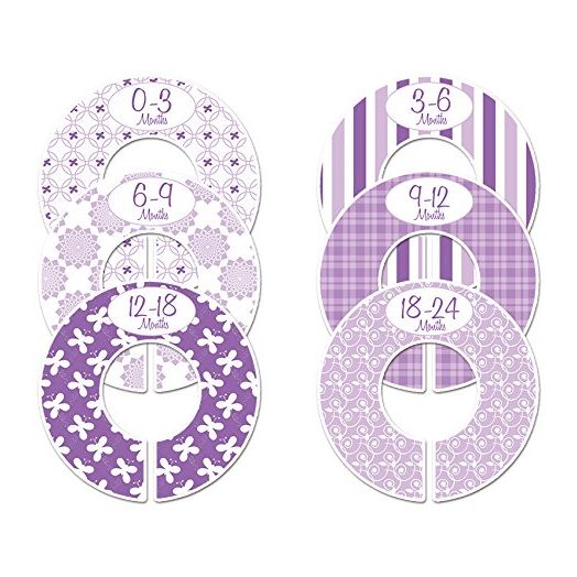 6 Baby Girl Nursery C134 Clothing Size Closet Dividers Purple Theme