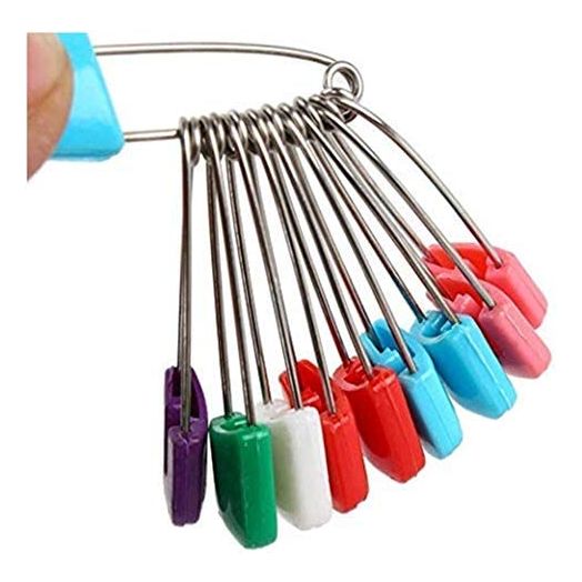 Baby bells 120 Pcs Diaper Pins - Sturdy, Stainless Steel Diaper Nappy Pins with Safe Locking Closures - Use for Special Events, Crafts or Colorful Laundry Pins
