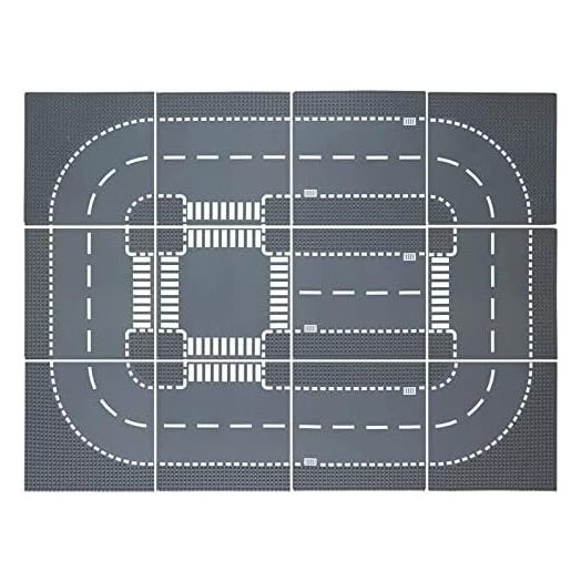 Road Base Plates for City Road Building Block,12 City Street Plates, 10"x10"Road Baseplates for City Street
