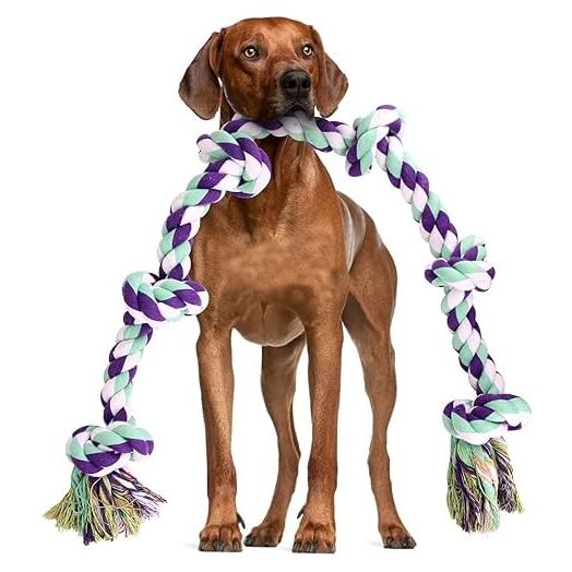 Dog Rope Toys for Large Dogs - 42In 6 Knots Indestructible Dog Rope Toy, Dog Toys for Aggressive Chewers, Heavy Duty Dog Chew Toys, Tug of War Rope Toy, Tough Dog Rope Toys for Medium Large Breeds