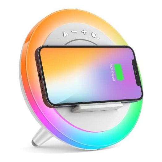 SIDVAR Bluetooth Speaker Night Lightsr, Wireless Charging Modern Speaker,Best Birthday Gift Ideas Teenage for Men,Dad,Mom,Tween Teen Girl Unique Music Gifts (5W Wireless Charging)