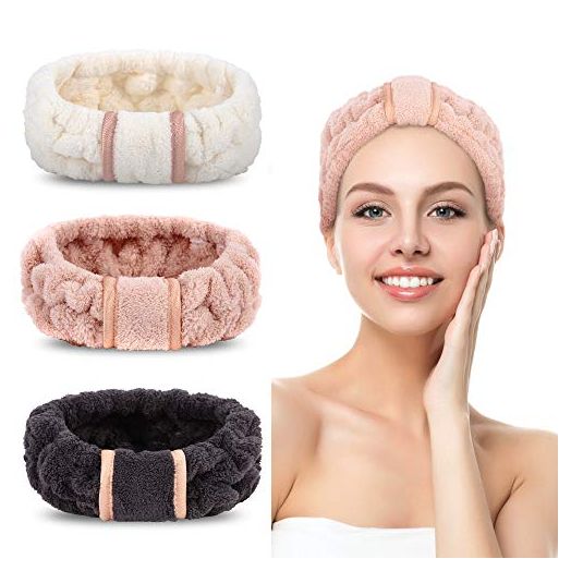 Spa Headbands Microfiber Headbands SkinCare Headbands Face Wash Headband Face Washing Headband Facial (3 Pack)