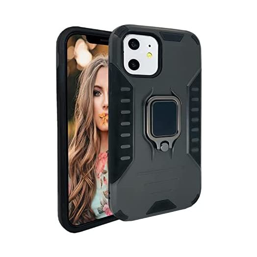 MODOS LOGICOS Case for iPhone 11, Dual Layers Shockproof Protective Phone Case with Built-in 360 Metal Rotating Ring Kickstand, Working with Any Magnetic Car Mounts, for iPhone 11 6.1” - Grey