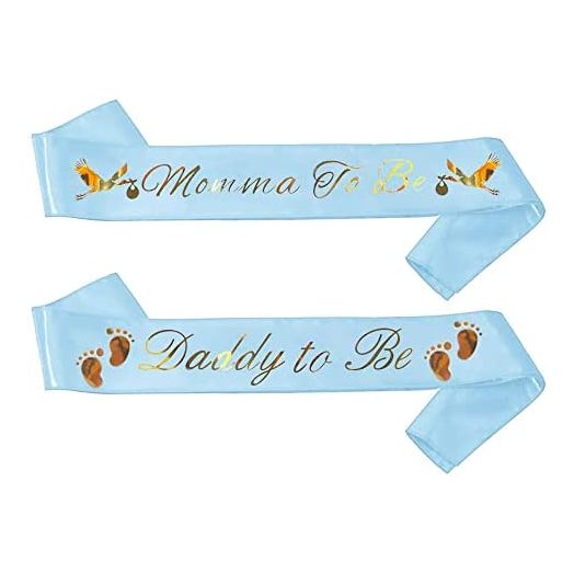 Daddy To Be & Mommy To Be Sash For Baby Shower- Blue w/ Gold Lettering Baby Gender Reveal Ideas Boy Ideas Dad Diaper Party Favor New Father Gift Prince Decorations Dadchelor Baby Gifts Little Man