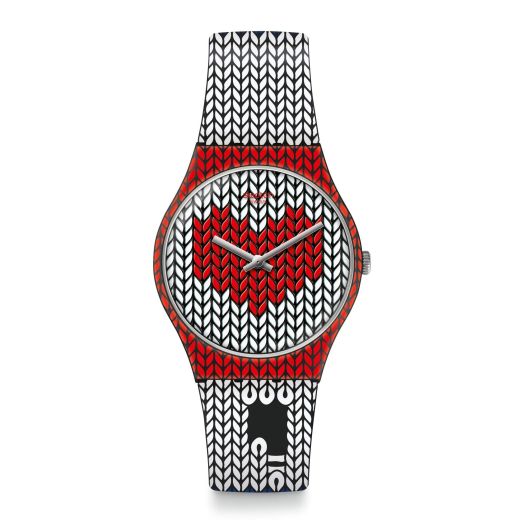 Swatch Amaglia Red and White Dial Ladies Watch GB306