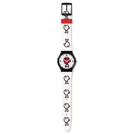 Swatch Womens Analogue Swiss Quartz Watch with Silicone Strap GB321