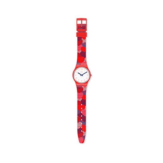 Swatch Womens Analogue Quartz Watch with Silicone Strap GR182, Red, Strap