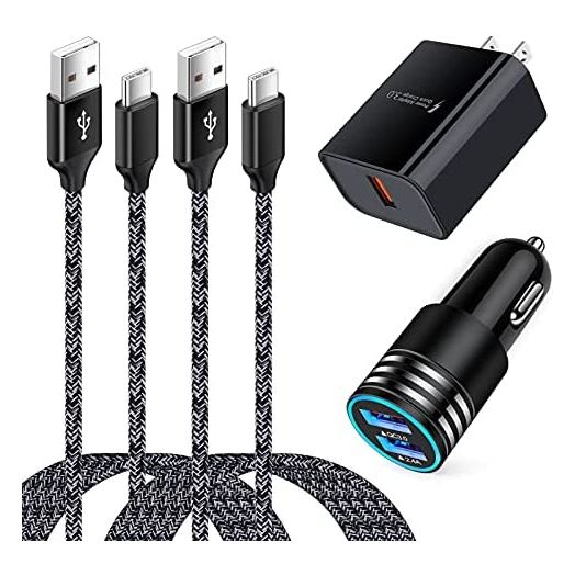 USB C Type C Charger Fast Charging for Samsung Galaxy A13/A12/A53/A03S/A73/S22 Ultra/A32/A42/A52S/S21 Plus/S20/A11/A51/A71/A10e, Quick Charge 3.0 Wall Charger Block Brick Fast Car Charger Type C Cable