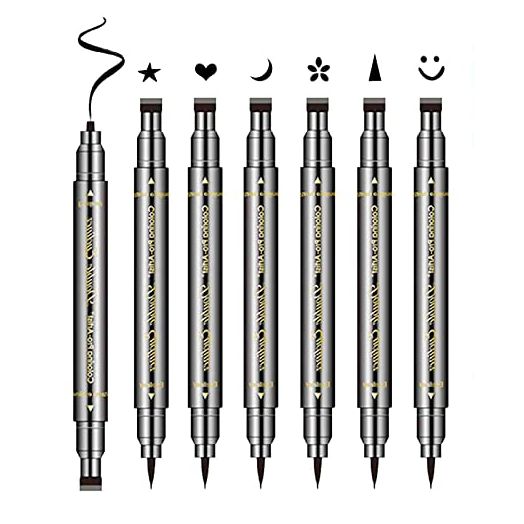 Erinde 6Pcs Double-headed Liquid Eyeliner Stamp Pen Set, Eye Liners