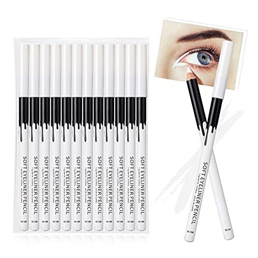 Erinde 12PCS White Eyeliner Pencil Soft Highlighter Eye Liner Pencil, Lying Eye Brightener Stick