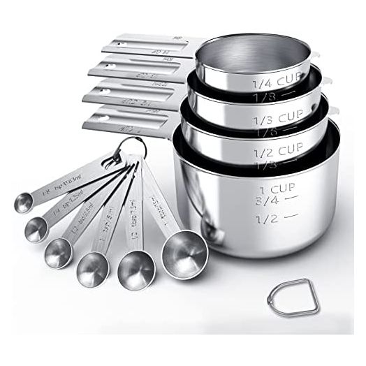 TILUCK Stainless Steel Measuring Cups & Spoons Set, Kitchen Gadgets for Cooking & Baking (4+6)