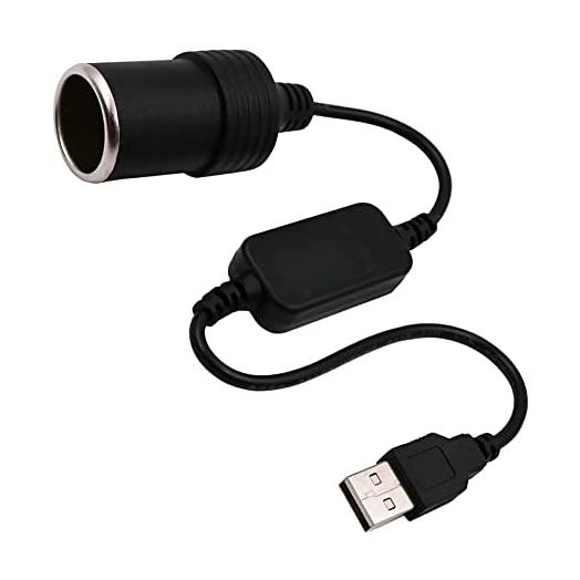 USB A Male to 12V Car Cigarette Lighter Socket Female Converter Cable (8W Max)