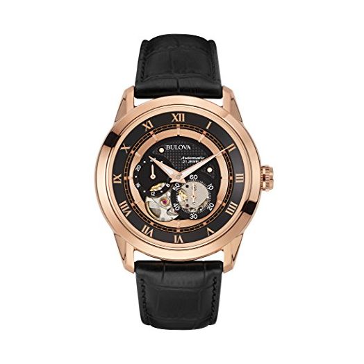 Bulova 97A116 Mens Dress Black Leather Strap Watch