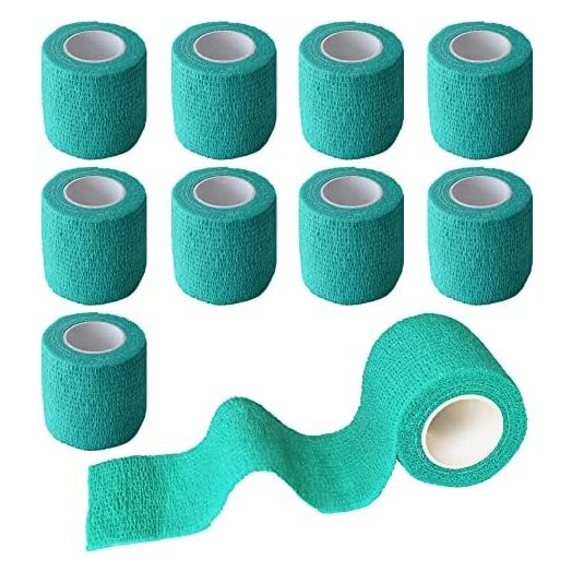 Gondiane 9 Pack 2" x 5 Yards Self Adhesive Bandage Wrap Self Stick Wrap for Ankle, Wrist, Finger, Sports, Breathable Cohesive Vet Tape for Pets (Middle Green)