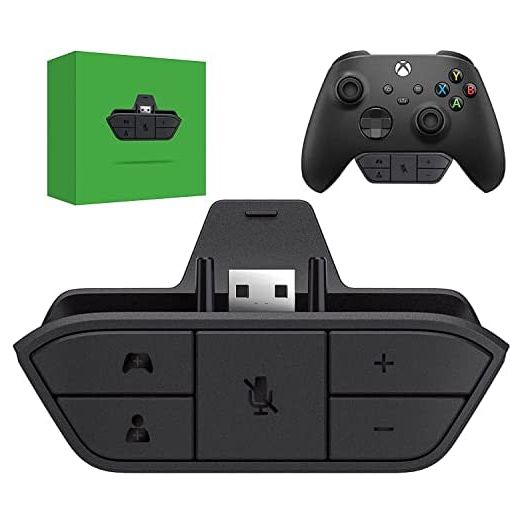 Stereo Headset Adapter, Audio Mic Headphone Converter for Xbox One/ One S/X/ Elite 1/ Elite2/ Series S/X Controller-Adjust Audio Balance (Game Sound & Voice Chat)-Low Latency