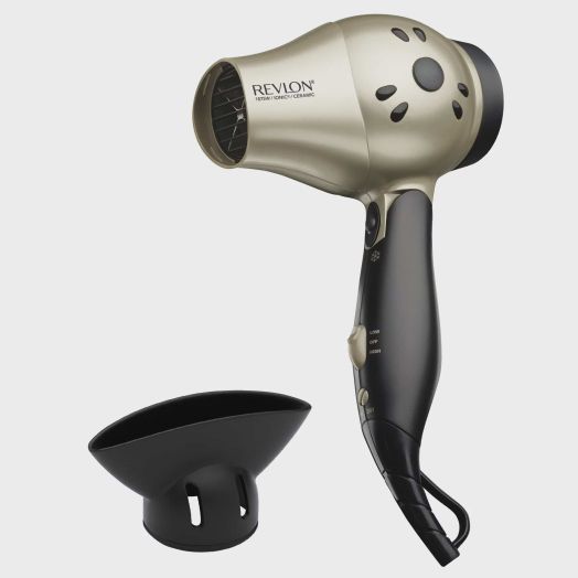 Revlon Folding Handle Travel Hair Dryers, Black and Gold with Concentrator Nozzle