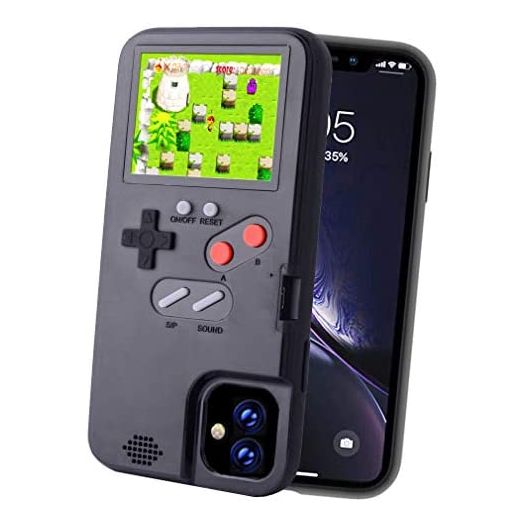 POKPOW Handheld Game Console Phone Case for iPhone 12mini Case with Built in 36 Retro Games Compatible with iPhone 12mini Cover (Black,for iPhone 12 Mini)