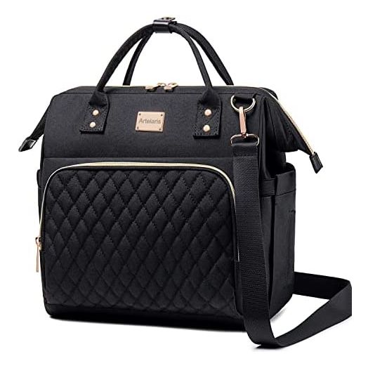 Artelaris Lunch Bag For Women, Large Lunch Tote For Work, Lunch Box Insulated Lunch Bag, Adult Reusable Leak Proof Lunch Cooler Purse With Side Pockets And Shoulder Strap Lunch Bag For Picnic(Black)
