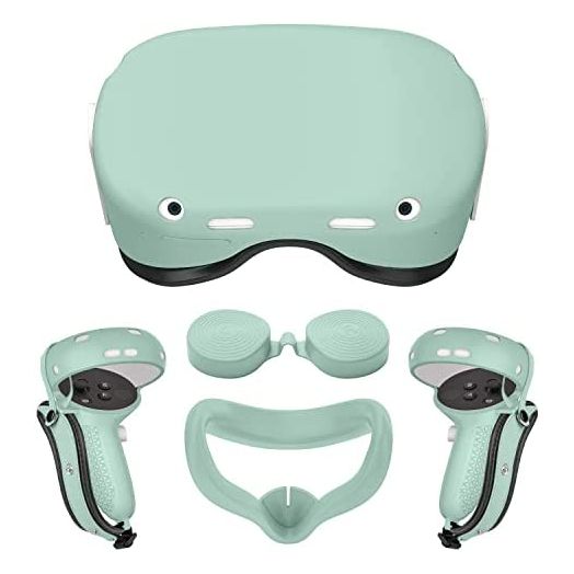 AIXOTO Accessories for Oculus Quest 2, All-in-one Set for Quest 2, Controller Grips Cover Silicone Face Cover Lens Protective Cover VR Shell Cover with Disposable Eye Cover