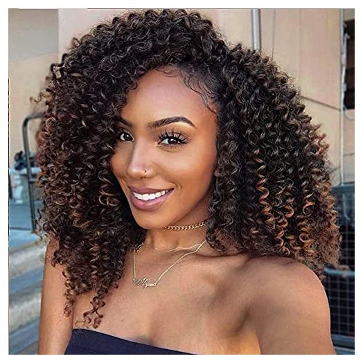 Lady Miranda Brown Color Afro kinky Curly Braiding Hair Extensions Jerry Curl Crochet Hair 3X Braid Hair Mixed